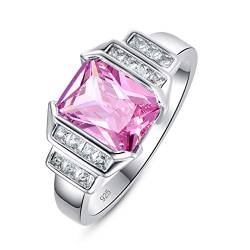 YAZILIND S925 Sterling Silber Rechteck Zirkonia Ehering Ring Frauen Jubiläum Schmuck Pink 16.6 von YAZILIND