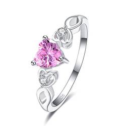 YAZILIND S925 Sterling Silber Ring Herz geschnitten Zirkonia Frauen Verlobungsringe Frauen Jubiläumsschmuck Pink 18.1 von YAZILIND