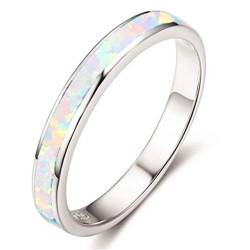 YAZILIND S925 Sterling Silber Ring Opal Statement Ringe Frauen Verlobungsringe Frauen Jubiläumsschmuck Weiß 17.2 von YAZILIND