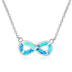YAZILIND Silber invertiert 8" Anhänger Halskette Mode einfachen Stil blau Edelstein Schlüsselbein Kette Valentinstag Geschenk für damen Mädchen von YAZILIND