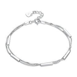 YAZILIND Sterling Silber 925 Armband Double Thin Kette Mode einfachen Stil Valentinstag Geschenk für damen von YAZILIND