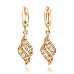 YAZILIND Twisted Design Vergoldet Inlay Klar Zirkon Elegante Baumeln Ohrringe Für Frauen Mädchen von YAZILIND