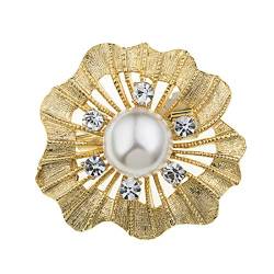 YAZILIND Vintage Elegante Damenmode Brosche Blume Form Legierung Perle Broschen für Mama Damen Geburtstag Schmuck Corsage von YAZILIND