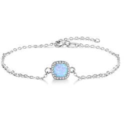 YAZLIND S925 Silber Armband verstellbare Mode einfachen Stil Quadrat eingelegten Kristall Opal Stein Armband für Frauen Mädchen Geschenk von YAZILIND