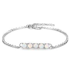 YAZLIND S925 Silber Armband verstellbare Mode einfachen Stil eingelegten Opal Stein einzigen Reihe Armband für Frauen Mädchen Geschenk von YAZILIND