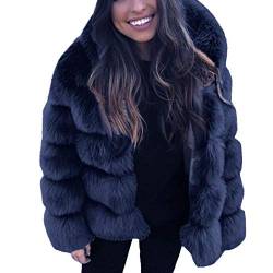 YBIRAL Pelzmantel Damen Faux Fox Fur Winter Elegant Warm Steppjack Kunstfell Winterjacke Kapuze Parka Jacke Mantel von YBIRAL