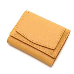Damen-Mini-Geldbörse aus Leder, RFID-blockierender Kartenhalter, Organizer-Tasche, Mini-Geldbörse, kompakte, zweifach Faltbare kleine Leder-Geldbörse für Damen (Color : Yellow) von YBRAVO
