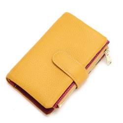 Kleine Bifold-Brieftasche aus echtem Leder, minimalistische RFID-blockierende Geldbörse mit abnehmbarem Kartenhalter und Münzfach (Color : Yellow) von YBRAVO