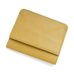 Münzgeldbörse aus Leder für Damen, Damen-Geldbörse mit Kartenhalter, kleine Bifold-Geldbörse mit RFID-Blockierung, süße kleine Leder-Taschenbörse für Damen (Color : Yellow) von YBRAVO