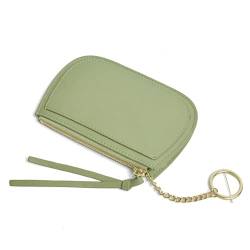 YBRAVO Damen-Geldbörse aus Leder mit RFID-Blockierung, minimalistische Damen-Geldbörse, tragbare Mini-Geldbörse mit Reißverschlusstasche (Color : Green) von YBRAVO