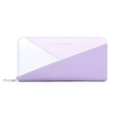 YBRAVO Damen-Spleiß-Geldbörsen, modische Clutch aus weichem Leder mit Reißverschluss, für den täglichen Gebrauch, Kartenhalter mit Mehreren Taschen, modische vegane Lange Geldbörsen (Color : Purple) von YBRAVO