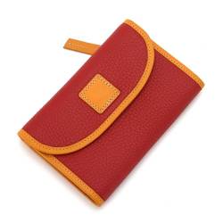 YBRAVO Echtes Leder Geldbörse Damen Dame Trifold Fashion Kartenetui Brieftasche Reißverschluss Münzfach Taschengeldbörse Große Kapazität (Color : Red) von YBRAVO