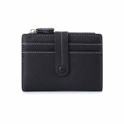 YBRAVO Kleine Geldbörsen für Damen, RFID-blockierende, schmale Bifold-Damenbrieftasche aus Leder mit Reißverschluss, Münzbörse, Geldbörsen mit 1 Ausweisfenster (Color : Black) von YBRAVO