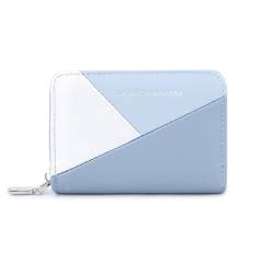 YBRAVO Kleine Leder-Kreditkarten-Geldbörse für Damen, Münzgeldbörse, tragbares Kartenetui, einfache Akkordeon-Geldbörse aus Leder (Color : Blue) von YBRAVO