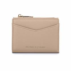 YBRAVO Kleines Kartenetui für Damen, klassisches veganes Portemonnaie, weiches PU-Leder, Bifold-kompakte Geldbörse, Damen-Geldbörse mit Reißverschluss-Geldbörse (Color : Brown) von YBRAVO