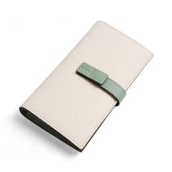 YBRAVO Lange Damen-Geldbörse aus Leder mit Mehreren Taschen, Lange Geldbörse aus echtem Leder, modische Kartenhalter-Geldbörsen mit Münzfach mit Reißverschluss (Color : White) von YBRAVO
