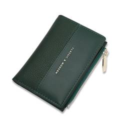 YBRAVO Leder-Geldbörse für Damen, Exquisite Verarbeitung, Alltags-Geldbörse, Reißverschlussfach, Bifold-Geldbörse, Kartenhalter mit Ausweisfenster (Color : Green) von YBRAVO