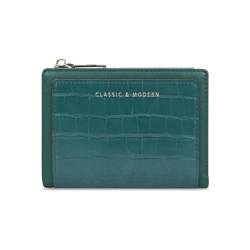 YBRAVO Modische, Schlichte Leder-Geldbörse für Damen, Alltags-Geldbörse mit Reißverschlusstasche und Kartenhalter mit Ausweisfenster (Color : Green) von YBRAVO