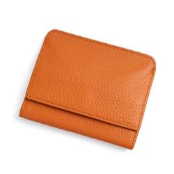 YBRAVO Münzgeldbörse aus Leder für Damen, Damen-Geldbörse mit Kartenhalter, kleine Bifold-Geldbörse mit RFID-Blockierung, süße kleine Leder-Taschenbörse für Damen (Color : Orange) von YBRAVO