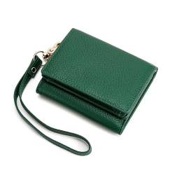 YBRAVO Vegane Mini-Geldbörse für Damen, RFID-blockierendes Kartenetui aus Leder, schlanke dreifach Faltbare Geldbörse mit Schlüsselanhänger (Color : Green) von YBRAVO