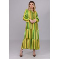 YC Fashion & Style Sommerkleid Sommerkleid in Neon-Grün mit Streifenmuster aus 100 % Viskose Alloverdruck, Boho, Streifen von YC Fashion & Style