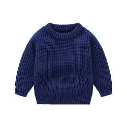 Kleinkind Langarm Rundhals Solid Strickpullover Winterkleidung für Mädchen und Jungen Baby Tops Kleidung Shirt Mädchen (Dark Blue, 2-3 Years) von YCBMINGCAN