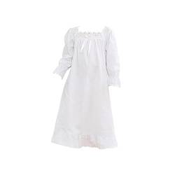 Kleinkind Mädchen Baumwolle SLong Prinzessin Nachthemd Pyjama Loungewear Kleid Lässige A-Linie Kleider Adventskalender Jugendliche (White, 3-4 Years) von YCBMINGCAN