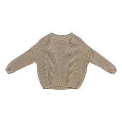 Solide Strickpullover für Babys, Jungen, Baumwolle, langärmelig, Pullover, Oberteil, Herbst- und Winterkleidung O Strickjacke Mädchen (Khaki, 9-12 Months) von YCBMINGCAN