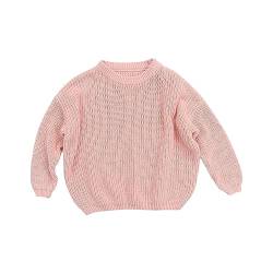 Solide Strickpullover für Babys, Jungen, Baumwolle, langärmelig, Pullover, Oberteil, Herbst- und Winterkleidung O Strickjacke Mädchen (Pink, 4 Years) von YCBMINGCAN