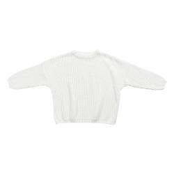 Solide Strickpullover für Babys, Jungen, Baumwolle, langärmelig, Pullover, Oberteil, Herbst- und Winterkleidung O Strickjacke Mädchen (White, 4 Years) von YCBMINGCAN