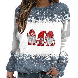 YCBMINGCAN Damen-Sweatshirt mit Weihnachtsmotiv und Schneemann-Print, lässig, langärmelig, Rundhalsausschnitt, lockerer Pullover Fairtrade Damen Bekleidung (C-Dark Gray, XXXXXXL) von YCBMINGCAN