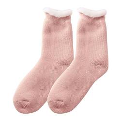 YCBMINGCAN Dicke Socken für Herbst und Winter mit Plüsch und verdickten warmen und dicken Korallensamtsocken für Damen Lange Socken Herren 43-46 (Pink, One Size) von YCBMINGCAN