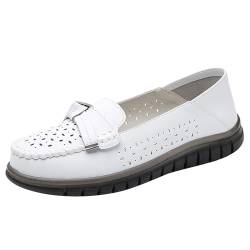 YCBMINGCAN Einfarbige, lässige, Hohle, rutschfeste, atmungsaktive und vielseitige Freizeitschuhe für Damen Weiße Schuhe Damen Sneaker (White, 39) von YCBMINGCAN