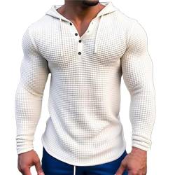 YCBMINGCAN Herren Frühling und Herbst Langarm Hoodie Kapuzenpullover Top Outdoor Sweatshirt Shirt Sweatshirtjacke (White, XL) von YCBMINGCAN