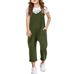 YCBMINGCAN Lässige ärmellose Overalls für Mädchen, Spaghetti-Träger, lockere Overalls, Lange Hosen mit Tasche, 1-teiliger Overall Kinder Bademantel Für Jungs Kinder Schlafanzug Tiere (AG, 4-5 Years) von YCBMINGCAN