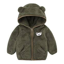 YCBMINGCAN Neugeborenes Baby Mädchen Jungen Jacke Bärenohren Kapuzen Oberbekleidung Reißverschluss Warmer Fleece Wintermantel Kinder Mode Für Jungen Winterjacke Jungen 128 (AG, 6-12 Months) von YCBMINGCAN