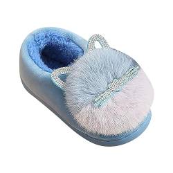 YCBMINGCAN Schlafzimmer-Hausschuhe für Kinder, Baumwoll-Hausschuhe, Mädchen-Jungen-Hausschuhe, Memory-Schaum, Bequeme Hausschuhe, warme Winter-Innenschuhe Kinder Haussocken (Blue-4, 32 Big Kids) von YCBMINGCAN