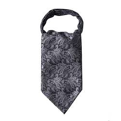 YCHENG Herren Krawattenschal Elegant Blumenkleid Ascot Seidenschal Paisley Jacquard Anzug Zubehör Grau 100-135cm von YCHENG-ACCESSORY
