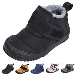 YCYATS Barfussschuhe Kinder Winter Wasserdicht, Outdoor Warm Gefüttert Winterstiefel Ergonomische Barfuß Winterschuhe (Black, Kleinkind, Herren, 21, Numerisch, EU Schuhgrößensystem, M) von YCYATS