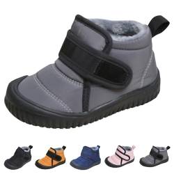 YCYATS Barfussschuhe Kinder Winter Wasserdicht, Outdoor Warm Gefüttert Winterstiefel Ergonomische Barfuß Winterschuhe (Grey, Kleinkind, Herren, 26, Numerisch, EU Schuhgrößensystem, M) von YCYATS