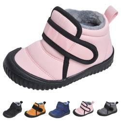 YCYATS Barfussschuhe Kinder Winter Wasserdicht, Outdoor Warm Gefüttert Winterstiefel Ergonomische Barfuß Winterschuhe (Pink, Kleinkind, Herren, 21, Numerisch, EU Schuhgrößensystem, M) von YCYATS