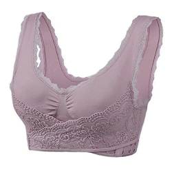 YCYATS Korsett BH, Comfy Korsett-BH Front Cross Side Buckle Lace Bras, Ultra Lift Komfort BH ohne Stützdraht (2XL, Bean Paste Purple) von YCYATS