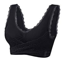 YCYATS Korsett BH, Comfy Korsett-BH Front Cross Side Buckle Lace Bras, Ultra Lift Komfort BH ohne Stützdraht (2XL, Black) von YCYATS