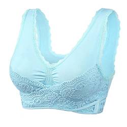 YCYATS Korsett BH, Comfy Korsett-BH Front Cross Side Buckle Lace Bras, Ultra Lift Komfort BH ohne Stützdraht (5XL, Blue) von YCYATS