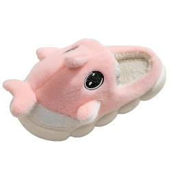 YCYATS Plush Shark Slippers, Plüsch-Hai-Hausschuhe, Winter-Hai-Sandalen für Damen und Herren, Hai-Schuhe mit dicker Sohle, Slip-On-Hausschuhe (Pink, 38) von YCYATS