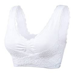 YCYATS Suess Gute BH, Bequeme Korsett-BHS aus Spitze mit überkreuzter Schnalle an der Vorderseite, Frauen Bustier Lace Bra (DE/NL/SE/PL, Alphanumerisch, L, Regular, Regular, Weiß) von YCYATS