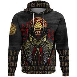 Wikinger Valknut Und Ravens Tattoo Hoodie, Nordische Mythologie 3D Gedruckt Unisex Harajuku Streetwear Casual Langarm Pullover Sweatshirt,Hoodie,7XL von YCYR