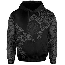 YCYR 3D Gedruckte Nordic Viking Yggdrasil Und Ravens Tattoo Trainingsanzug Hoodie, Unisex Langarm Streetwear Casual Hooded Pullover Sweatshirt,Black Hoodie,2XL von YCYR