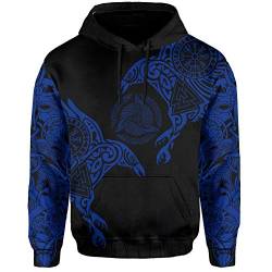 YCYR 3D Gedruckte Nordic Viking Yggdrasil Und Ravens Tattoo Trainingsanzug Hoodie, Unisex Langarm Streetwear Casual Hooded Pullover Sweatshirt,Dark Blue Hoodie,7XL von YCYR