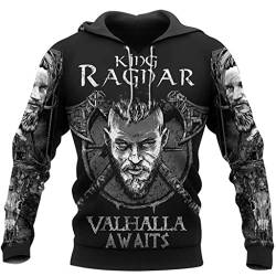 YCYR Nordischer Wikinger Odin Axt Hoodie, 3D-Druck Vegvisir Rune Tattoos Pullover Sweatshirt, Mode Personalisierte Langärmelige Streetwear,Hoodie Axe,L von YCYR